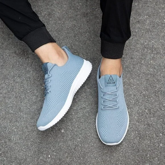 Men's Light Blue Ultra Lightweight Breathable Walking Athletic Fashion Sneakers